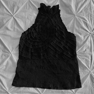 bebe silk halter top with floral detail